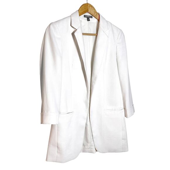 Express Rolled Sleeve Boyfriend Blazer - White - XS - Picture 4 of 7
